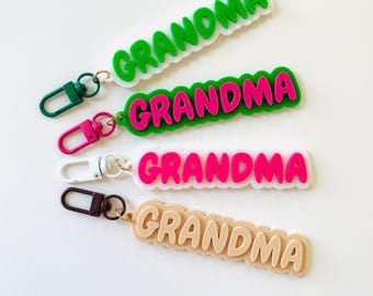 Grandma Keychain - 3D Printed Floral Gift for Mother's Day