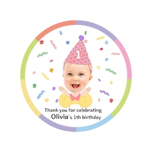 Birthday Face Photo Labels, Custom Birthday Face Labels, Custom ...