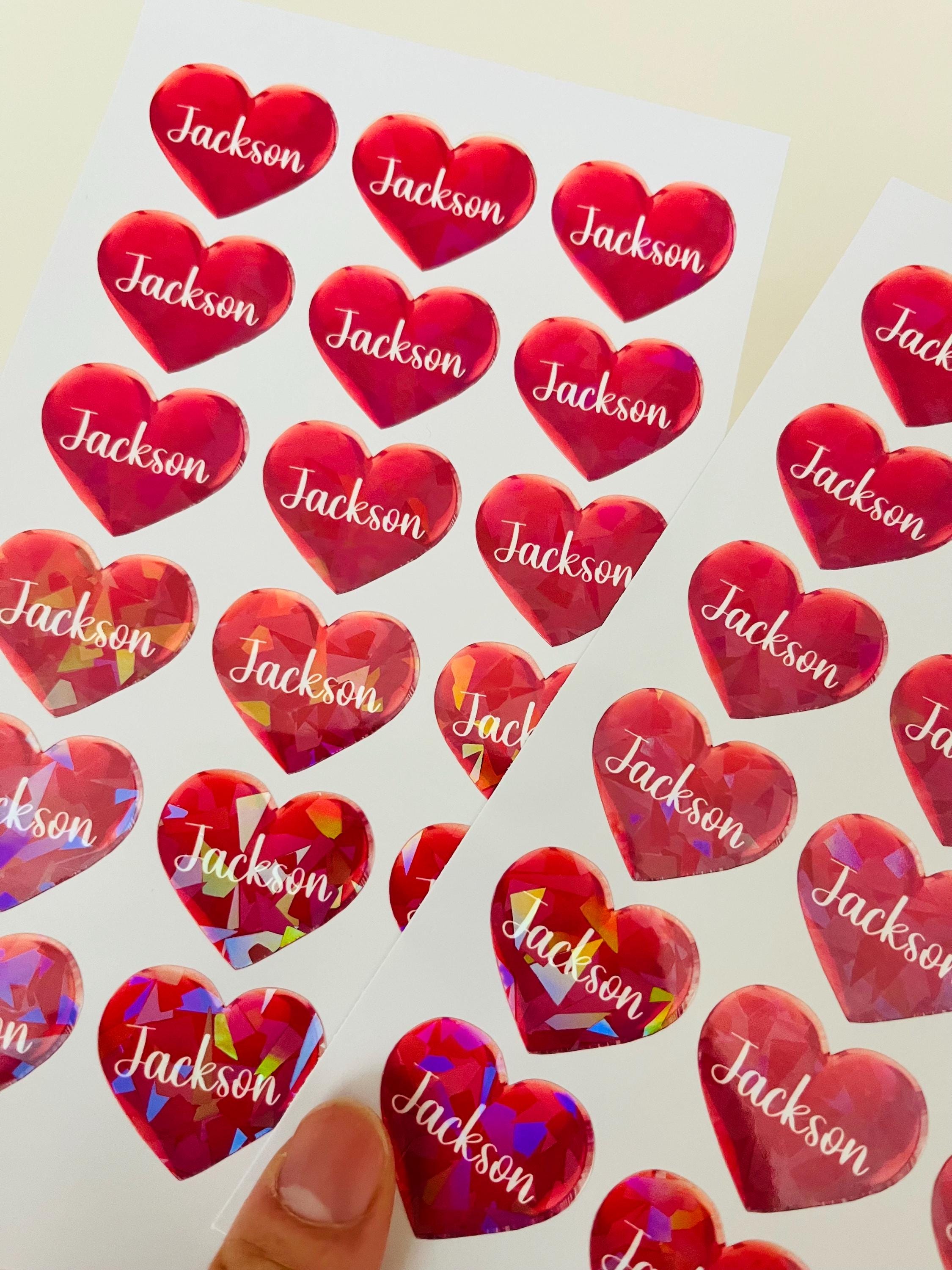 36 Pcs Custom 3D Heart Stickers | Personalized Name Stickers for
