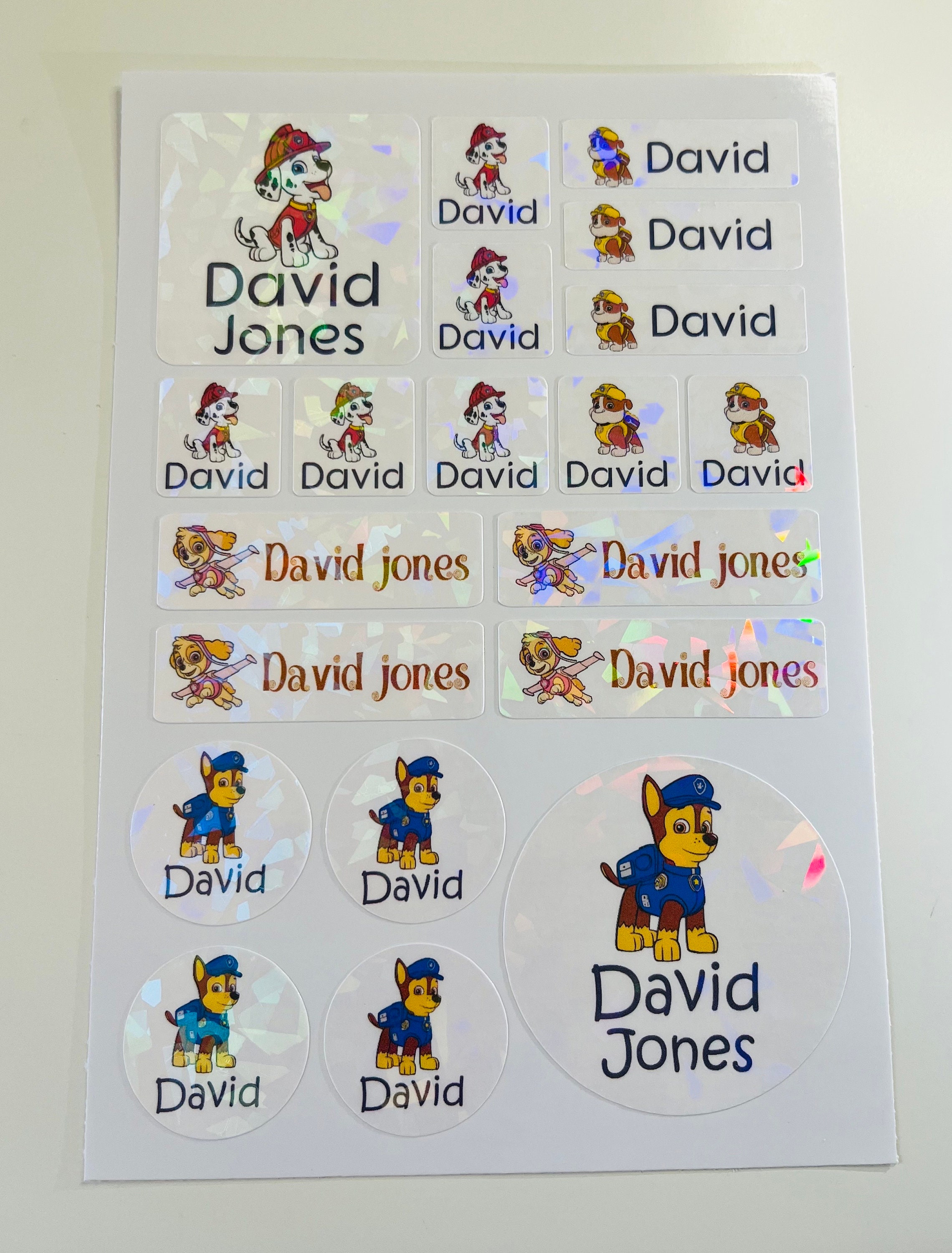 Paw Patrol Name Labels, Paw Patrol Custom Waterproof Sticker,paw Patrol ...