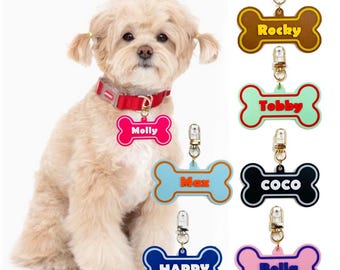 Custom Bone Pet ID Tag: Personalized Dog Name Collar Charm