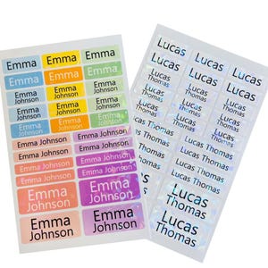 Simple Name Labels for school supplies - Waterproof Dishwasher free- Water Bottle Name labels Custom Name Stickers