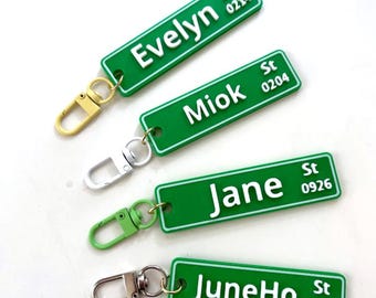 Personalized Street Sign Name Keychain: Custom Bag Charm-School Name Tag for Backpack