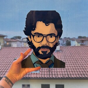 Glass Painting - il professore la casa di carta su vetro