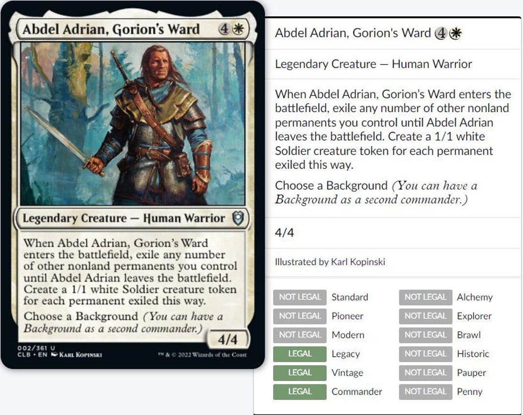 Custom 100 Card Commander Deck Abdel Adrian Candlekeep Sage Blink MTG Deck Etsy