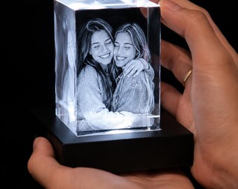 Personalized Best Friend Crystal Photo, Laser Engraved K9 Crystal Keepsake, Laser Etched Crystal, 3D Crystal Photo, Distance Friendship Gift
