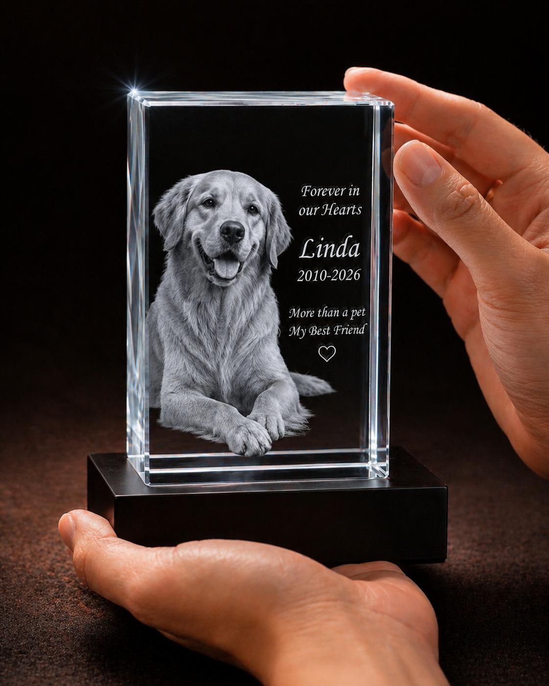 Personalized Pet Memorial Crystal, 3D Laser Engraved Photo Crystal, Dog ...