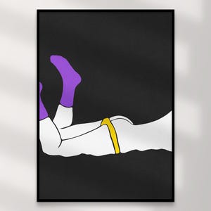 Impression d'art non binaire | Art mural queer en téléchargement numérique – Sasha violet jaune, décoration d'intérieur LGBTQ+, fierté intime, illustration, cadeau imprimable