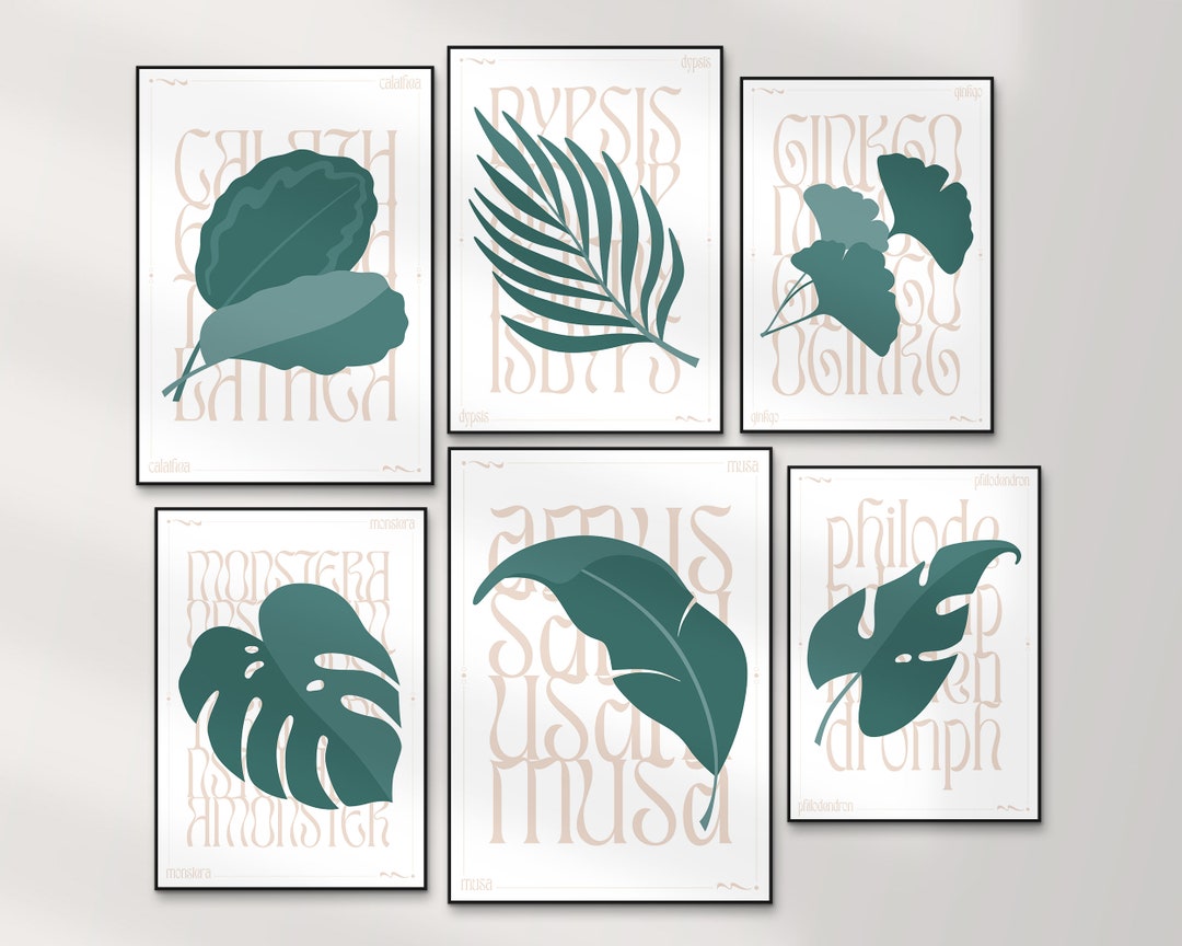 Botanical Gallery Wall Set, Printable Wall Art, Set of Six Design ...