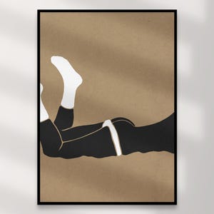 Impression d'art gay masculin | Art mural queer en téléchargement numérique – Sasha noir blanc beige, décoration d'intérieur LGBTQ+, illustration intime, cadeau imprimable