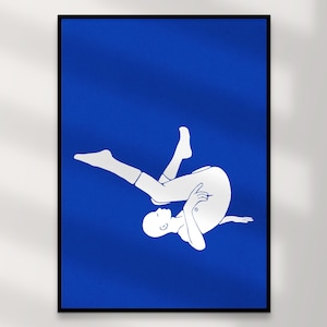 Impression d'art gay masculin | Art mural queer en téléchargement numérique – chaussettes blanches bleues Yoshi, décoration d'intérieur LGBTQ+, illustration intime, cadeau imprimable