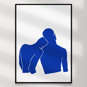 Impression d'art couple gay | Art mural queer en téléchargement numérique – Murphy bleu blanc, fierté LGBTQ+, décoration d'intérieur, illustration intime, cadeau d'impression