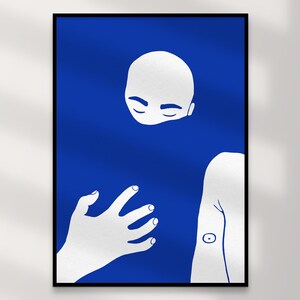 Impression d'art couple gay | Art mural queer en téléchargement numérique – Sidney bleu blanc, fierté LGBTQ+, décoration d'intérieur, illustration intime, cadeau imprimable