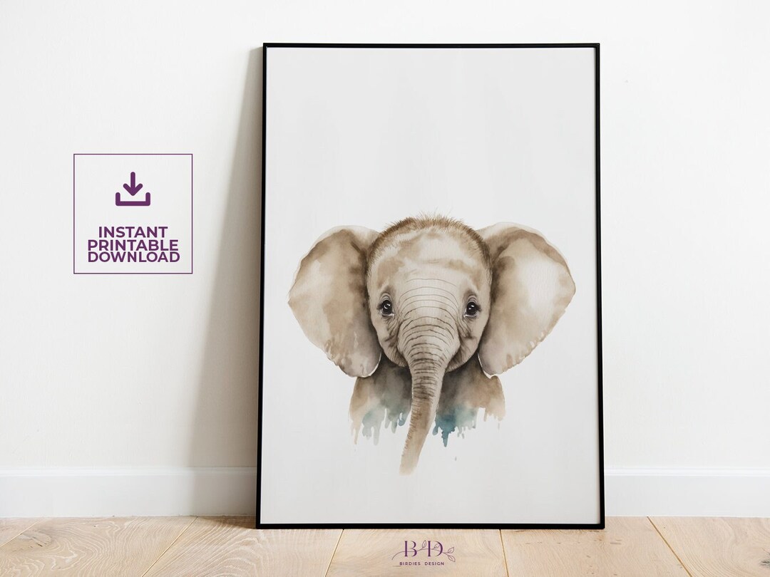 PRINTABLE Elephant Nursery Print Nursery Animals Art - Etsy