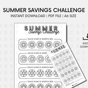PRINTABLE Summer Savings Challenge | A6 Size | Instant Download PDF File
