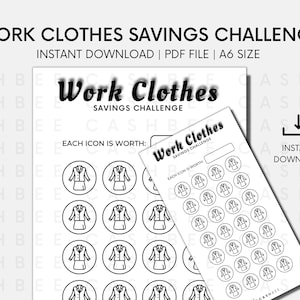 Reto de Ahorro en Ropa de Trabajo IMPRIMIBLE / Tamaño A6 / Descarga Instantánea de Archivo PDF