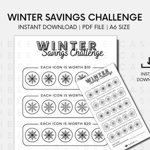 Reto de ahorro de invierno IMPRIMIBLE / Tamaño A6 / Descarga instantánea de archivo PDF