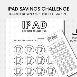 PRINTABLE iPad Savings Challenge | A6 Size | Instant Download PDF File