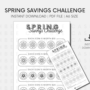 Desafío de ahorro de primavera IMPRIMIBLE / Tamaño A6 / Descarga instantánea de archivo PDF