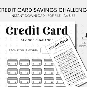Desafío de ahorro con tarjeta de crédito IMPRIMIBLE / Tamaño A6 / Descarga instantánea de archivo PDF