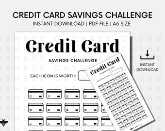 DRUCKBARE Credit Card Savings Challenge | A6 Größe | Sofortiger Download PDF-Datei