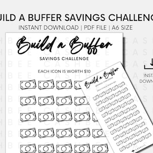 PRINTABLE Build A Buffer Savings Challenge | A6 Size | Instant Download PDF File