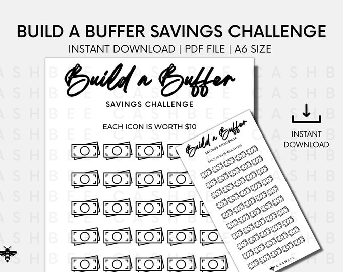 PRINTABLE Build A Buffer Savings Challenge A6 Size Instant Download PDF ...