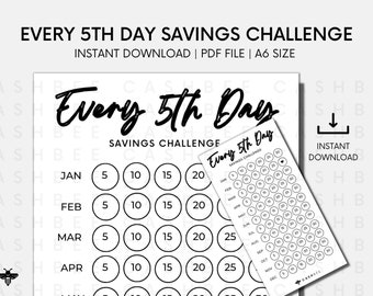DRUCKBARE Every 5th Day Savings Challenge | A6 Größe | Sofortiger Download PDF-Datei