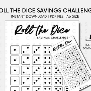 PRINTABLE Roll The Dice Savings Challenge | A6 Size | Instant Download PDF File