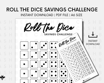 DRUCKBARE Roll The Dice Savings Challenge | A6 Größe | Sofortiger Download PDF-Datei