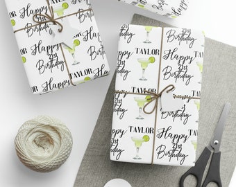 21st Birthday Name Wrapping Paper, Personalized Name Gift Wrap, Happy Birthday Wrapping Paper, Unique Gift Wrap, Margarita Wrapping Paper