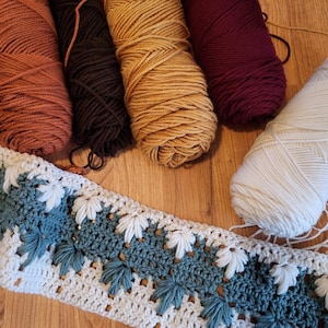 Patrón de crochet afgano con hojas de otoño