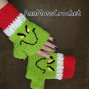 Modello natalizio (Grinchy) per guanti senza dita