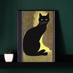 Vintage Black Cat Art Print, Secession, Vintage Poster Wall Art, Printable Art, Printable Poster, Vintage Animal Poster Art, Art Deco