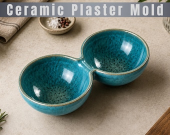 Double Snack & Condiment Bowl Plaster Mold STL File | 2-Piece Ice Cream Platter  (Digital Download)