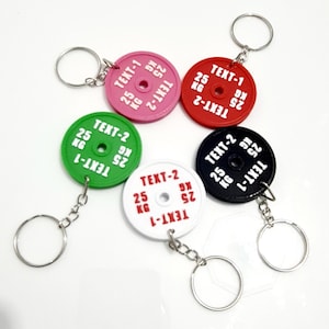 Customizable weight plate keychain,  Crossfit,  Gym Bag Charm - Barbell Plate Keychain - Gift for Coaches - Fitness Enthusiast - GYM