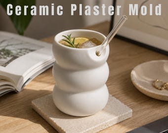Straw Cup Plaster Mold |  Modern Bubble Cup Slip Casting | (Digital Download)