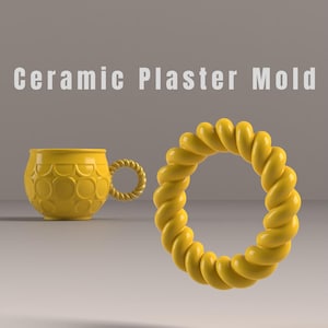 Molde de yeso para asa de taza de café: archivo STL 3D para colada de cerámica
