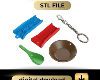 Conjunto de archivos STL de llavero de minería de oro (modelo 3D)