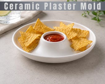 Modern Chip & Dip Serving Plate Plaster Mold STL File | Ceramic Slip Casting (Digital Download)