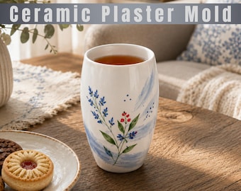 Elegant Rounded Ceramic Cup Plaster Mold: 3D Printer STL File (Digital Download)