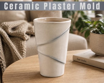 Modern Spiral Ceramic Tumbler Plaster Mold  | 3D Printable Slip Casting Mold | Digital Download