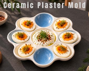 Boiled Egg Serving Plate Plaster Mold (STL File)  | Slip Casting Mold  (Digital Download)