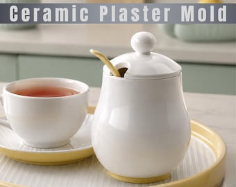 Minimalist Porcelain Sugar Bowl Spice Jar Plaster Mold (Digital Download)