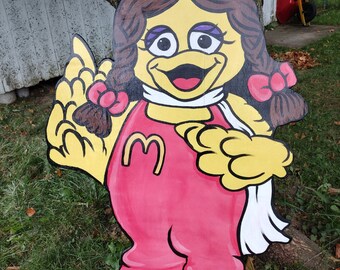 McDonald's Birdie Wood Cutout Hand Painted Yard Art Lawn Sign