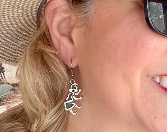 Mud Head Earrings Diety Ceremony Crafted by Hopi Artist Dancer Kachina Sterling  Signed Puhuhefvaya Overlay Vintage