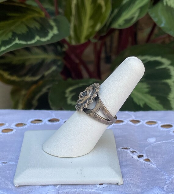 Whimsical Vintage Sun Mustache Man Ring Sterling … - image 6