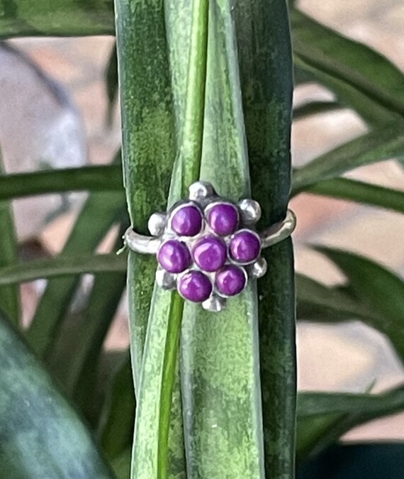 Berry Purple Sugilite Zuni Signed Dishta Flower R… - image 2