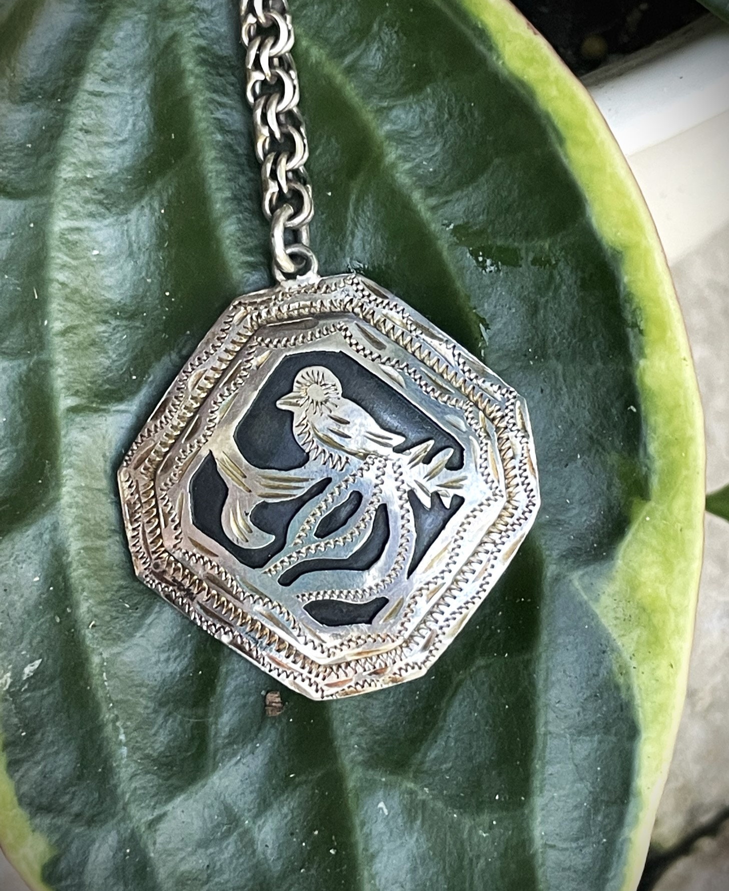 Vintage Resplendent Quetzal Key Chain Ring Guatemala Sterling Silver