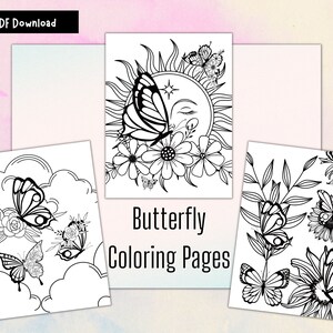 3 Butterfly Sky Coloring Pages, Coloring Pages For Adults Printable, Flower Coloring Pages, Beautiful Coloring Pages, Butterflies Coloring
